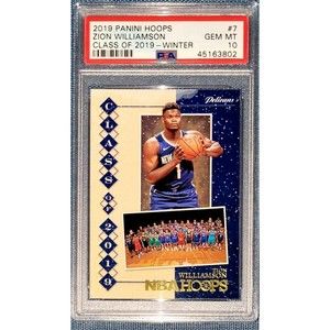 2019 PANINI HOOPS ZION WILLIAMSON #7 PSA 10 GEM MINT Class of 2019 Winter